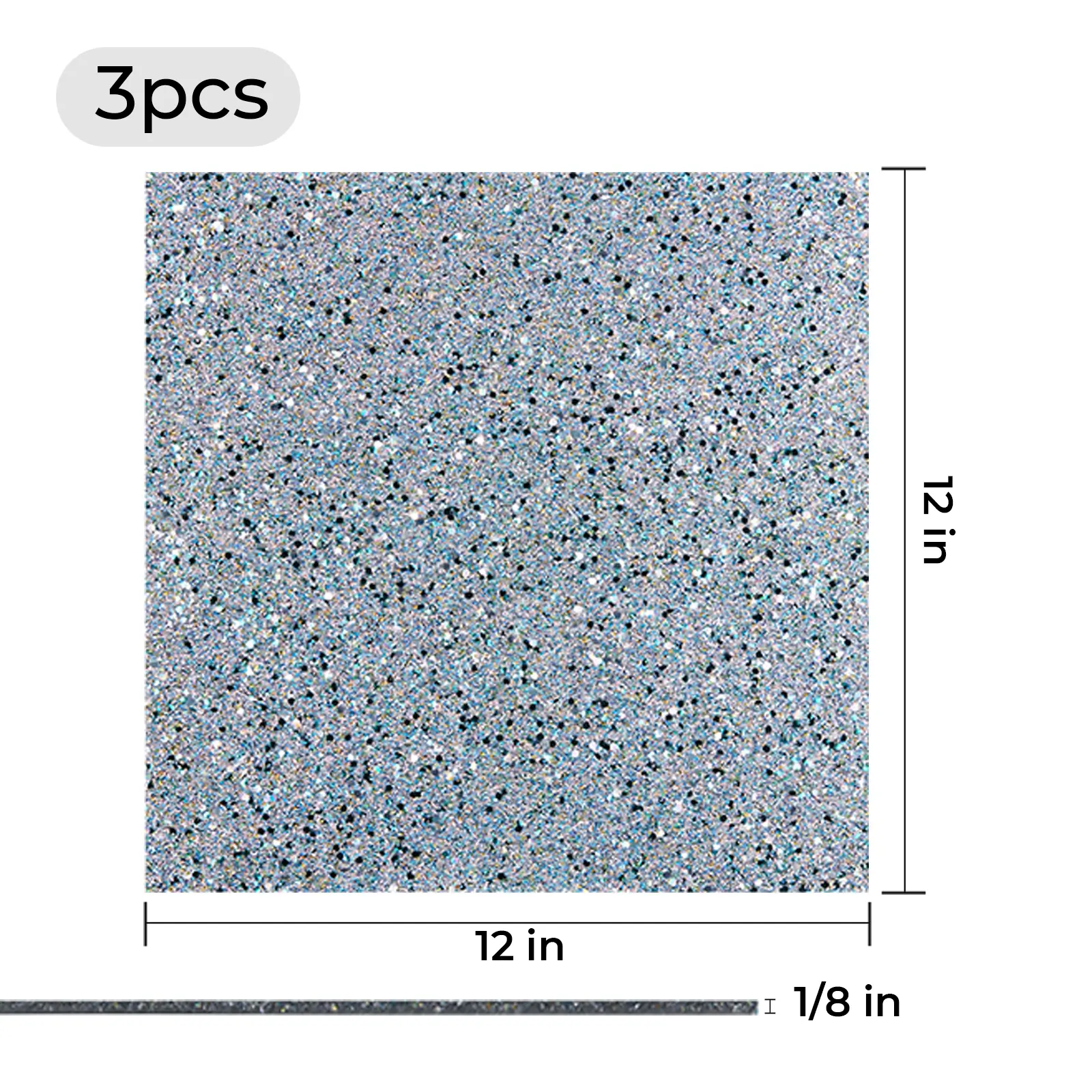 1/8" Silver Sparkle Glitter Acrylic Sheet (3pcs) - Image 4