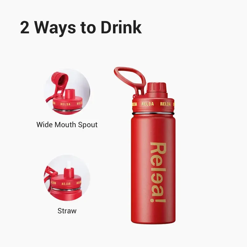 20oz Stainless Steel Water Bottle with Spout Lids - Image 5