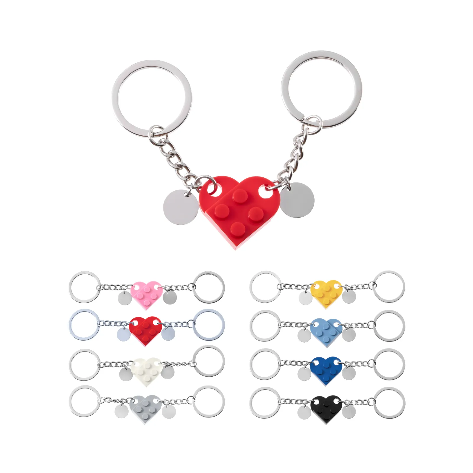 Brick Heart Initial Keychain Set (8pcs)