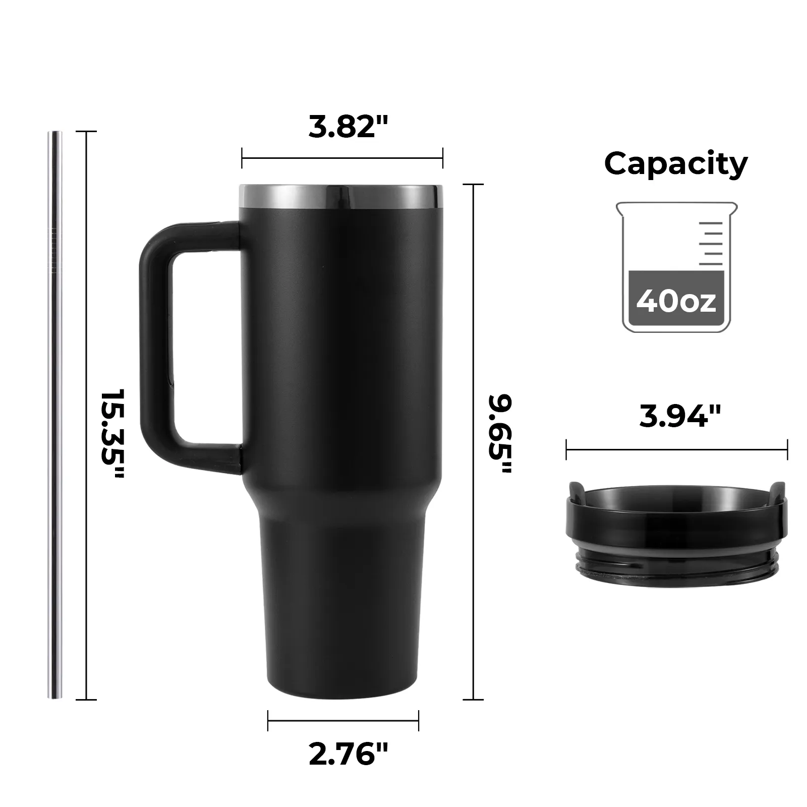 40oz Glow in the Dark Stainless Steel Tumbler with Handle - Image 6
