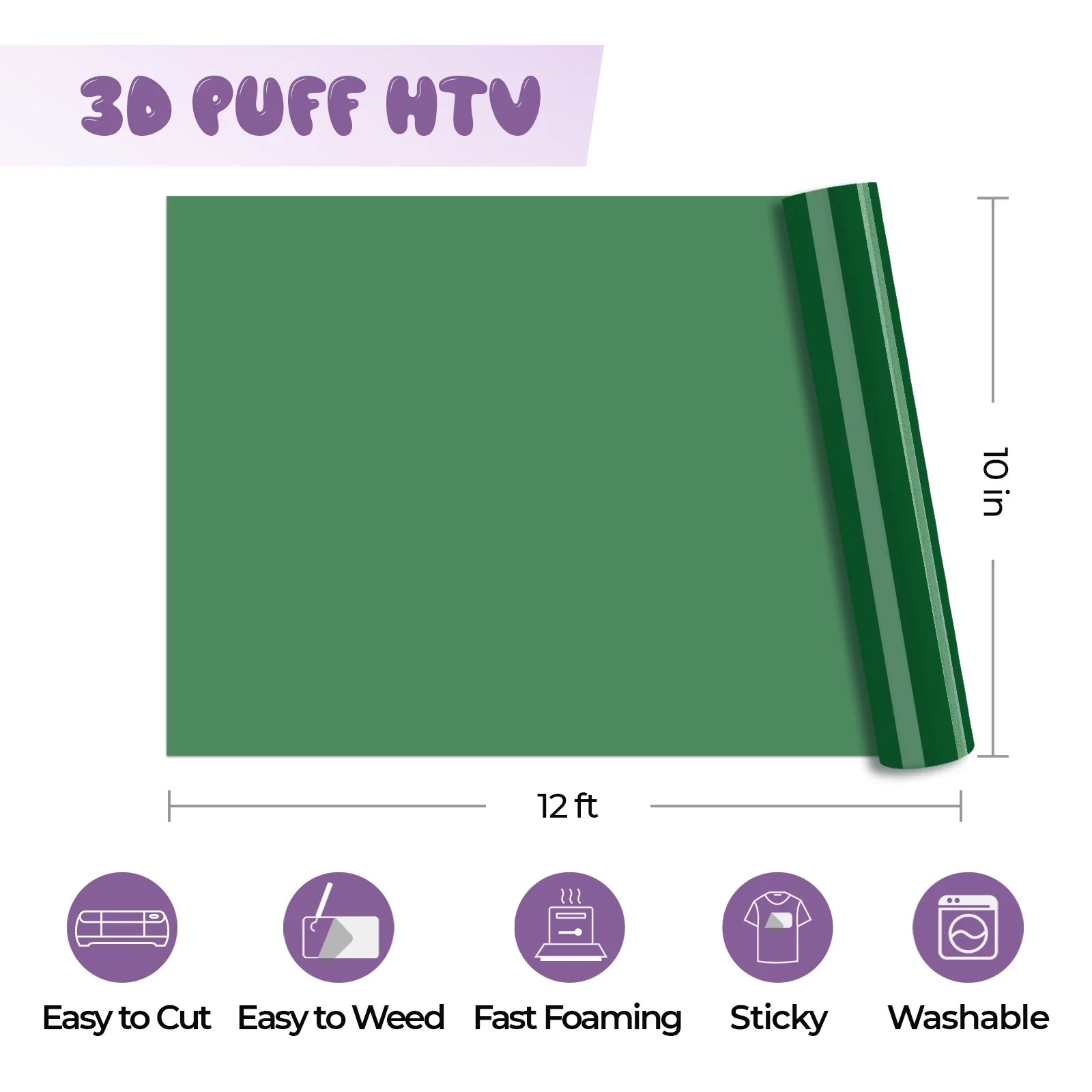 Laser-Safe Green 3D Puff Heat Transfer Vinyl Roll - Image 4