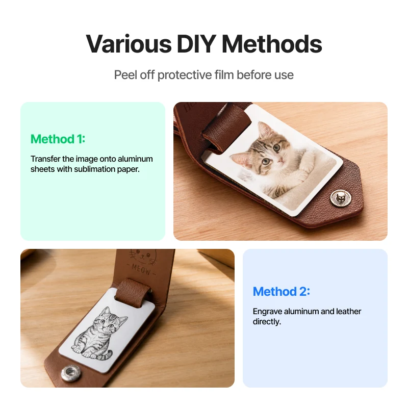 Assorted-Color PU Leather Keychain Holder with Sublimation Aluminum Sheet (6pcs) - Image 3