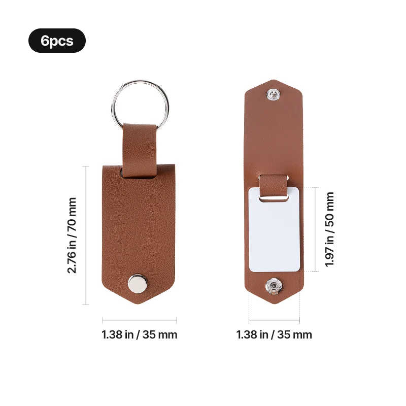 Assorted-Color PU Leather Keychain Holder with Sublimation Aluminum Sheet (6pcs) - Image 4
