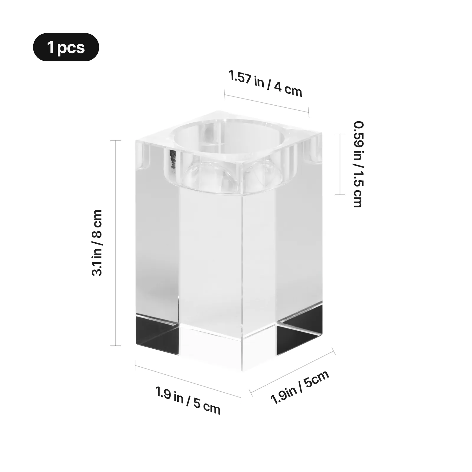 Rectangular K9 Crystal Candle Holder (1pcs) - Image 3