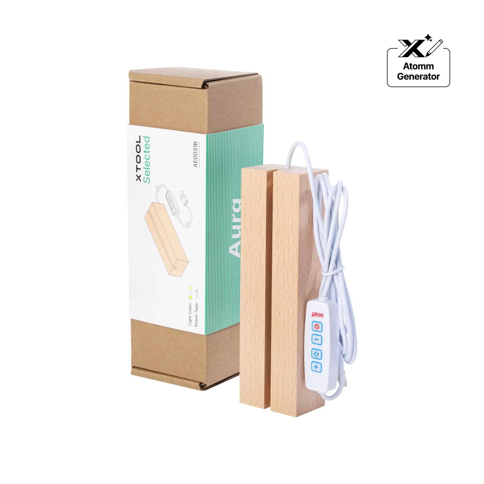 Rectangular Rubber Wood LED Light Base with Open Slot - Image 3