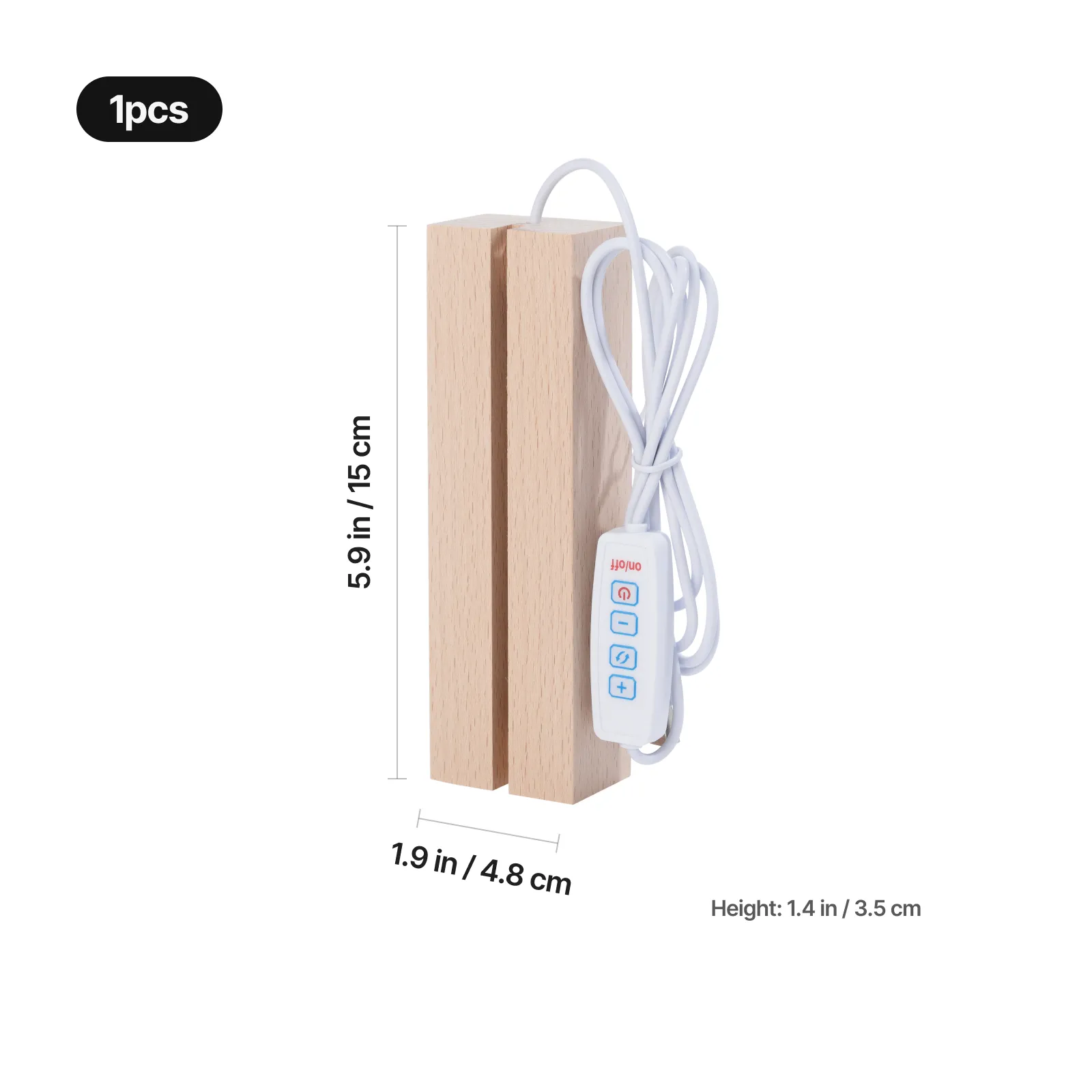 Rectangular Rubber Wood LED Light Base with Open Slot - Image 4