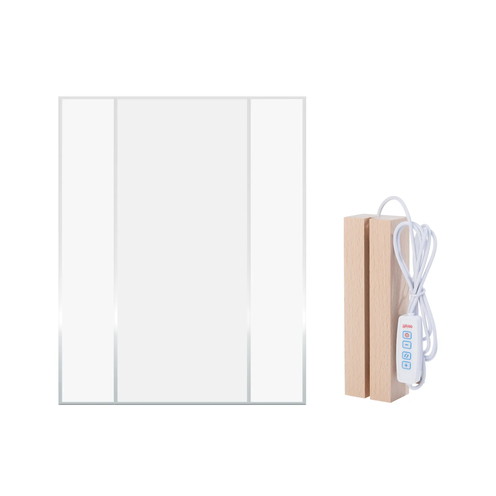 Rectangular Rubber Wood LED Light Base with Open Slot - Image 6