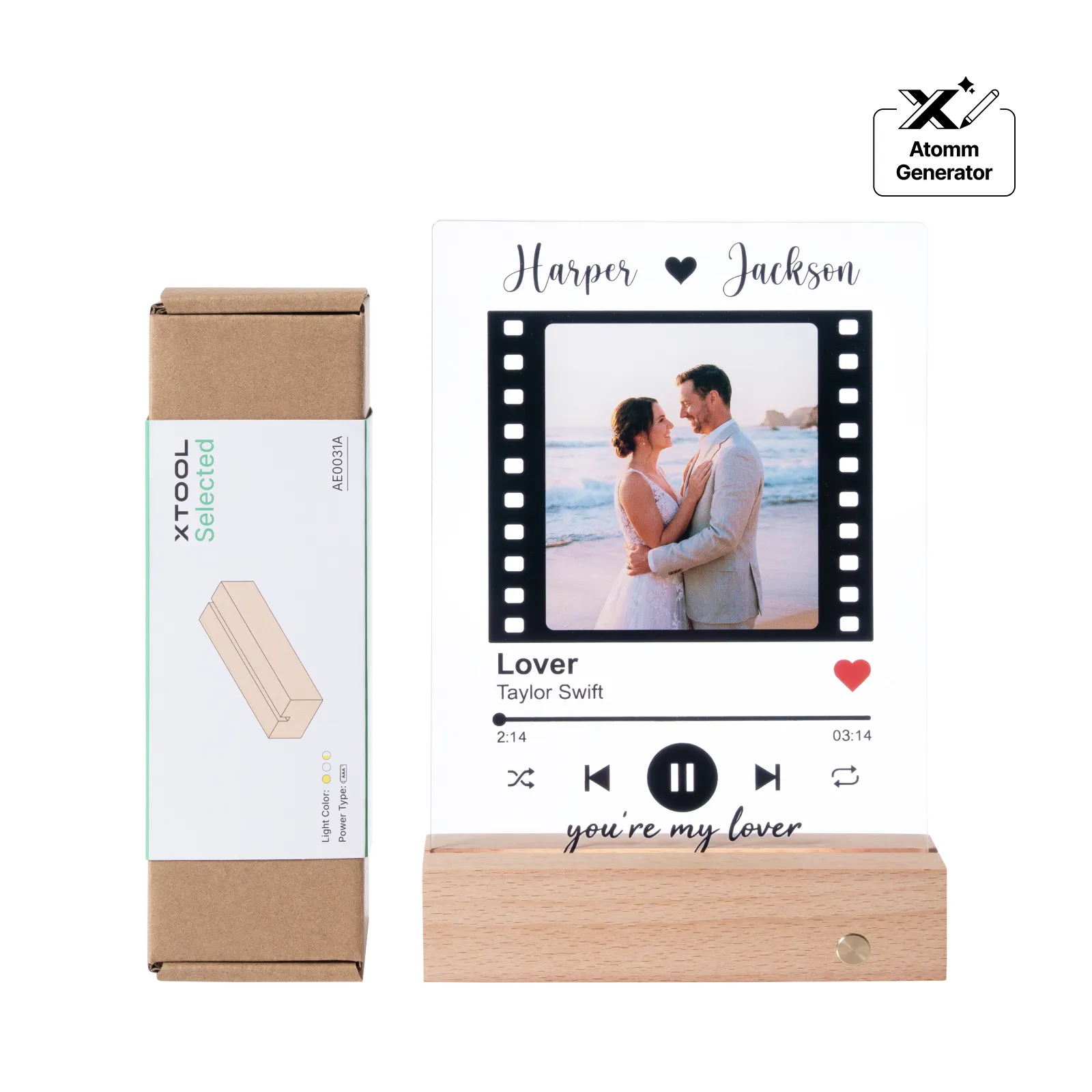Rectangular Rubber Wood LED Light Base with Open Slot - Image 9