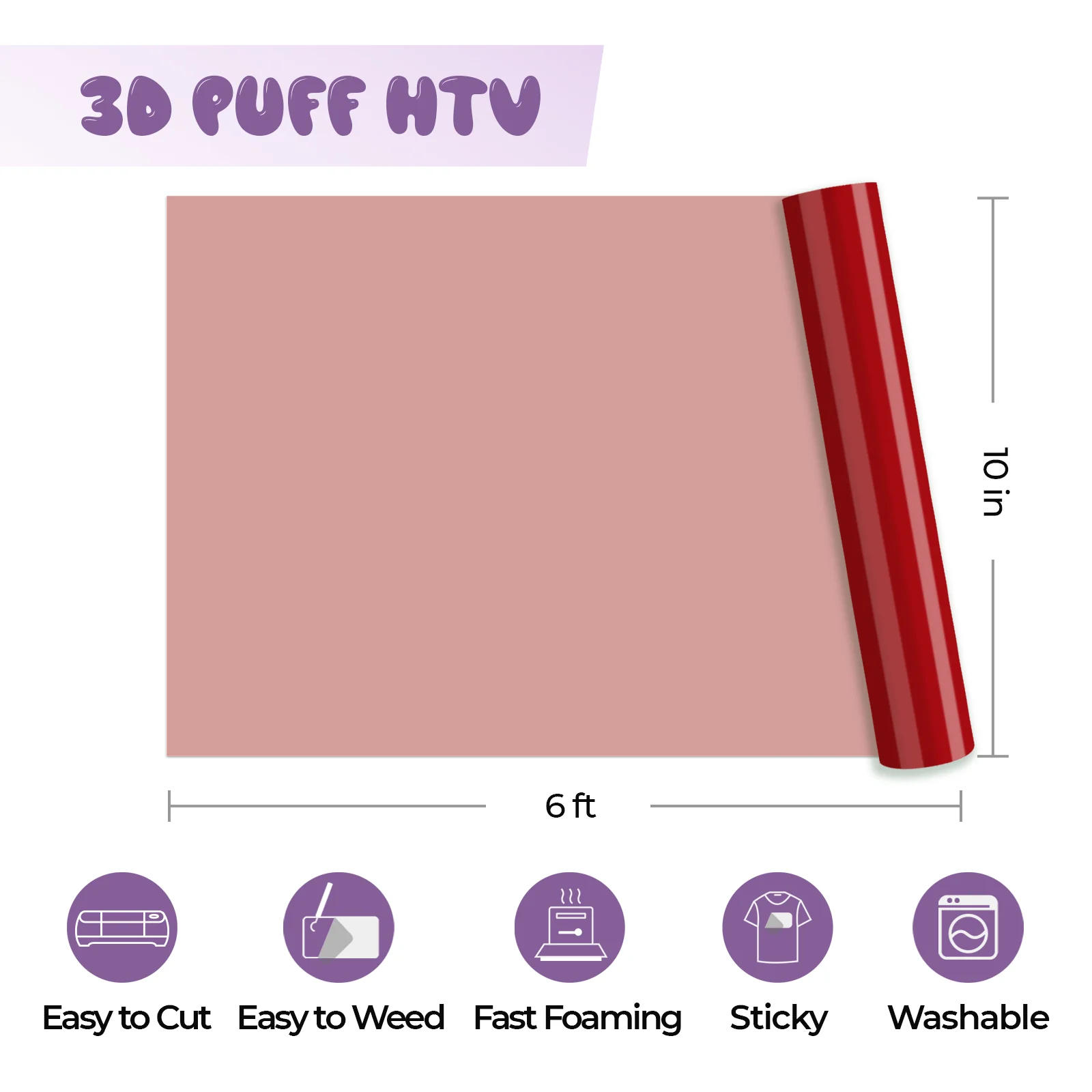 Laser-Safe Red 3D Puff Heat Transfer Vinyl Roll - Image 3