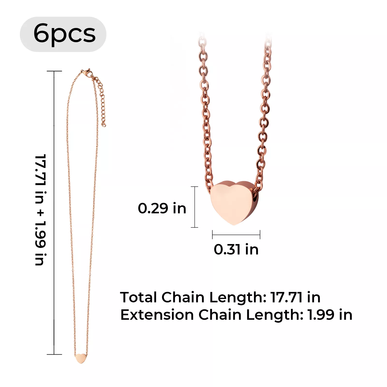 Stainless Steel Heart Necklace (6pcs) - Image 11