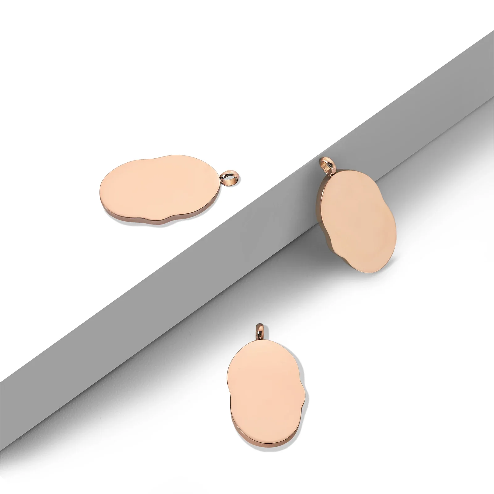Stainless Steel Rose Gold Irregular Oval Pendant (10pcs)