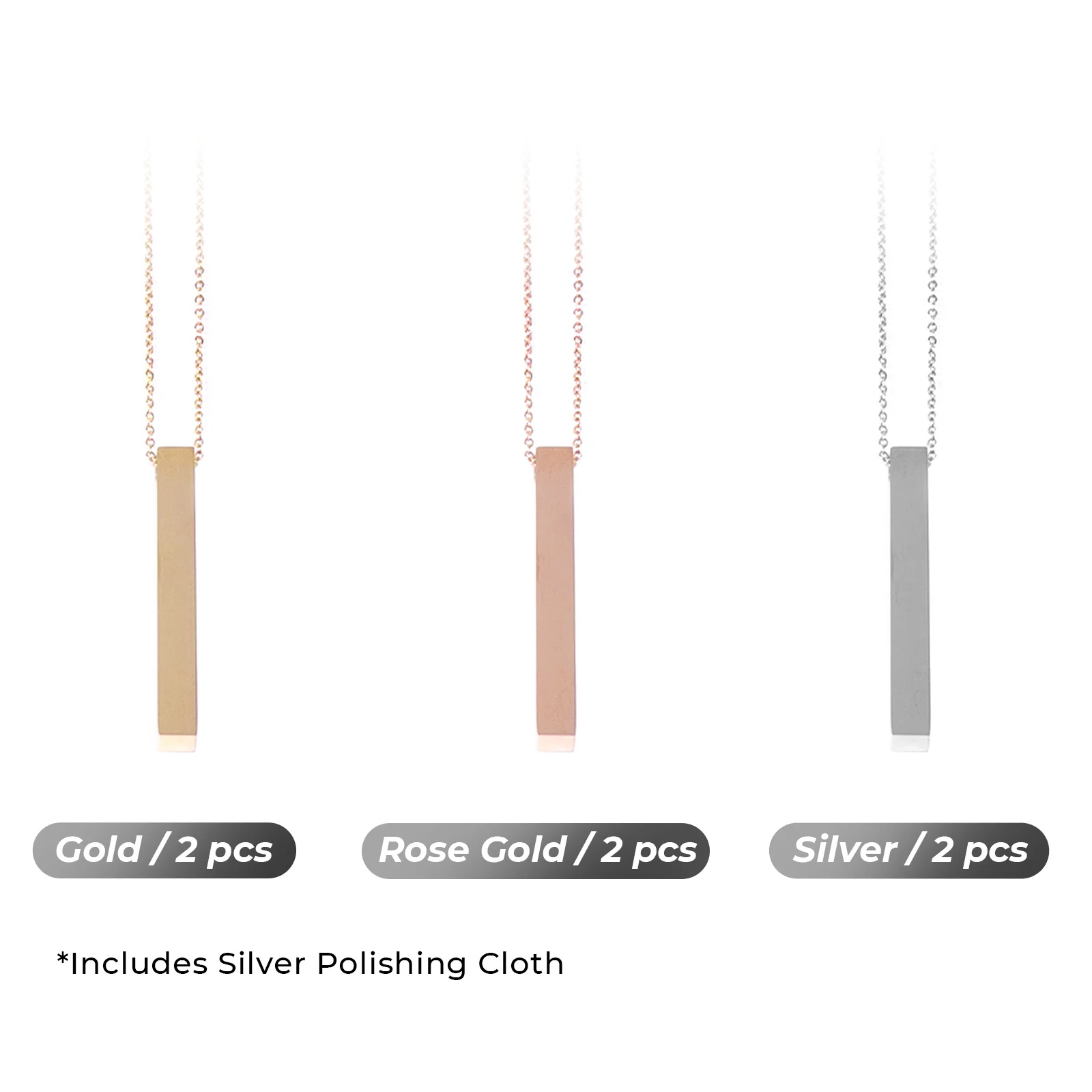 Stainless Steel Vertical Bar Necklace (6pcs) - Image 3