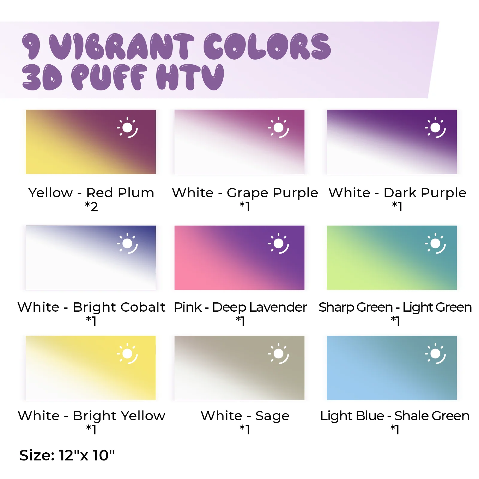 Laser-Safe Sun Color Changing Puff Vinyl Heat Transfer (10pcs) - Image 3