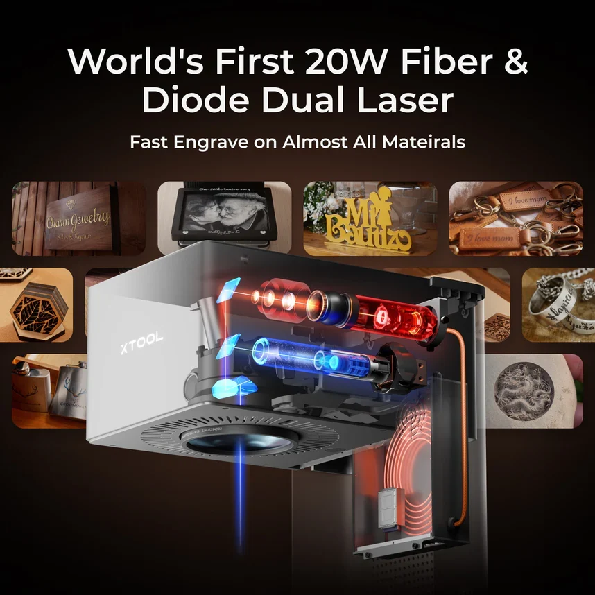 xTool F1 Ultra 20W Fiber & Diode Dual Laser Engraver for Education - Image 4