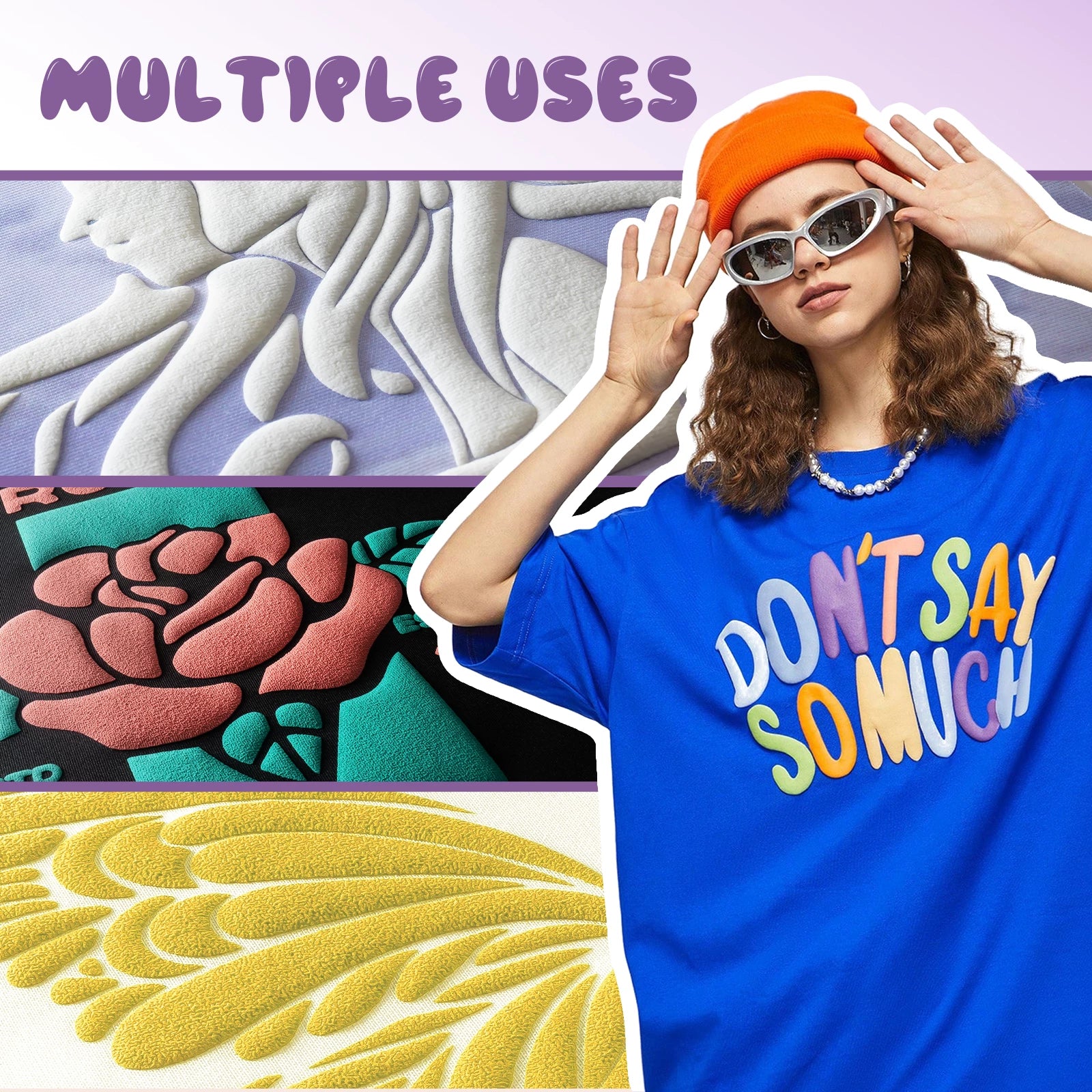 Laser-Safe Yellow 3D Puff Heat Transfer Vinyl Roll - Image 2